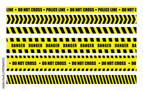 set of black and yellow police line