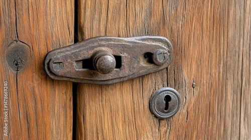 Obraz na płótnie Rustic Wooden Door with Old Metal Latch w salonie