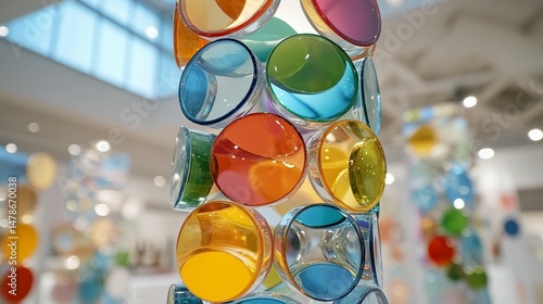 Obraz na płótnie Colorful Glass Circles Sculpture w salonie