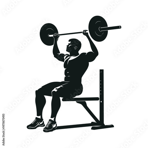 Man doing barbell press in seated pose