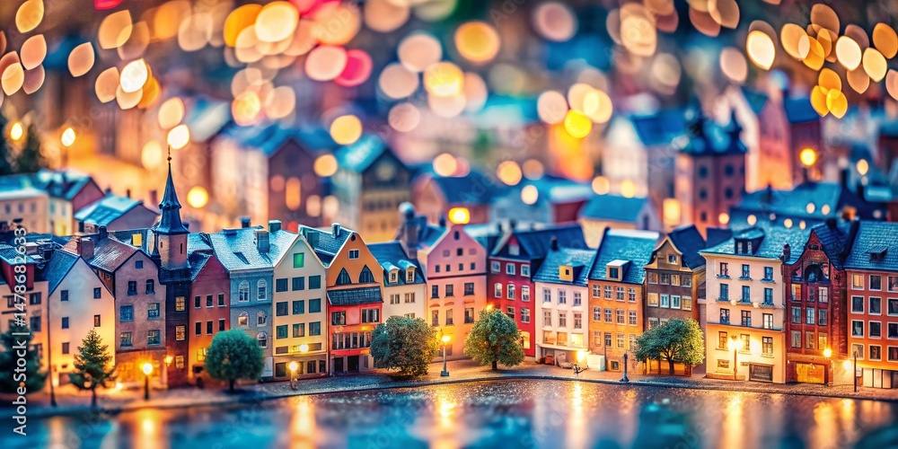 Fototapeta premium Soft Focus Bokeh Lifestyle Background: Tilt-Shift Miniature Cityscape Pattern