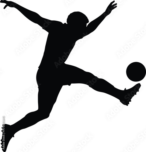 Silhouette of a Professional Soccer Player in Mid-Kick Pose