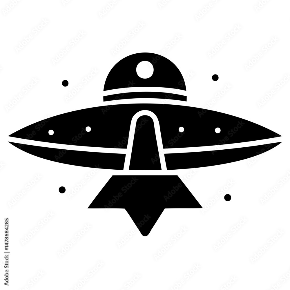 Modern space vehicle silhouette icon in vector art on transparent background Modern space vehicle silhouette icon in vector art on transparent background