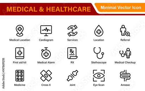 Healthcare, Medical and Medicine related line icon set. modern icon illustration collection.