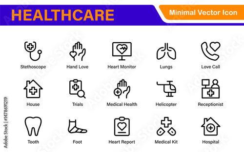 Healthcare, Medical and Medicine related line icon set. modern icon illustration collection.