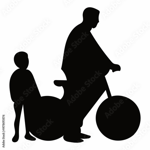 Parent Riding Bike with Child Illustrative Concept