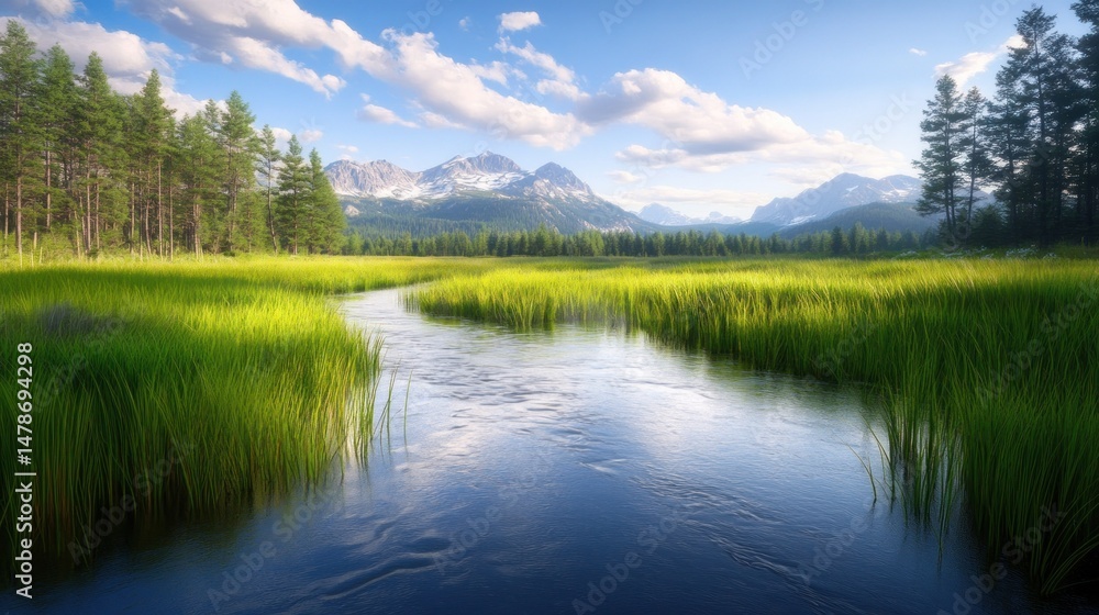 Mountain River Valley Meadow Sunrise Mountain River Valley Meadow Sunrise