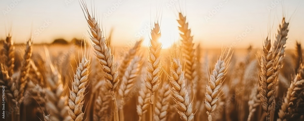 Fototapeta premium Golden Wheat Field at Sunset (2)
