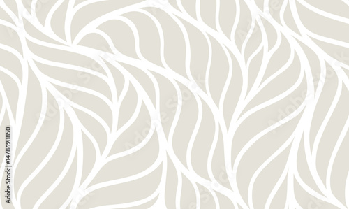 Abstract grey leaf, leaves, floral ornament seamless pattern.