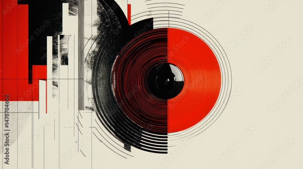 Obraz premium Abstract geometric design with red and black circles