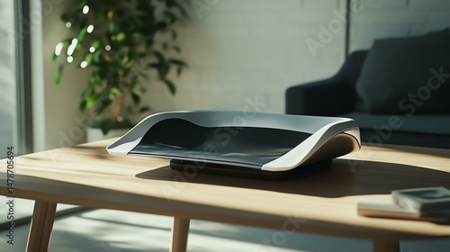 A realistic car sunshade molder mockup with a branded design, placed on a table