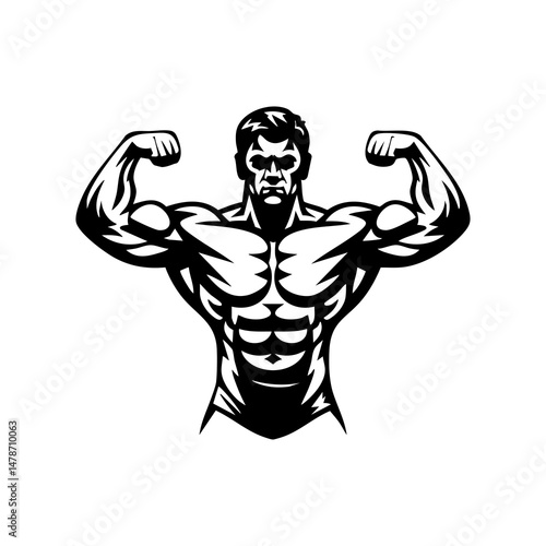 Wallpaper Mural Bodybuilder fitness model flexing muscles vector illustration for gym workout and bodybuilding design needs silhouette Torontodigital.ca