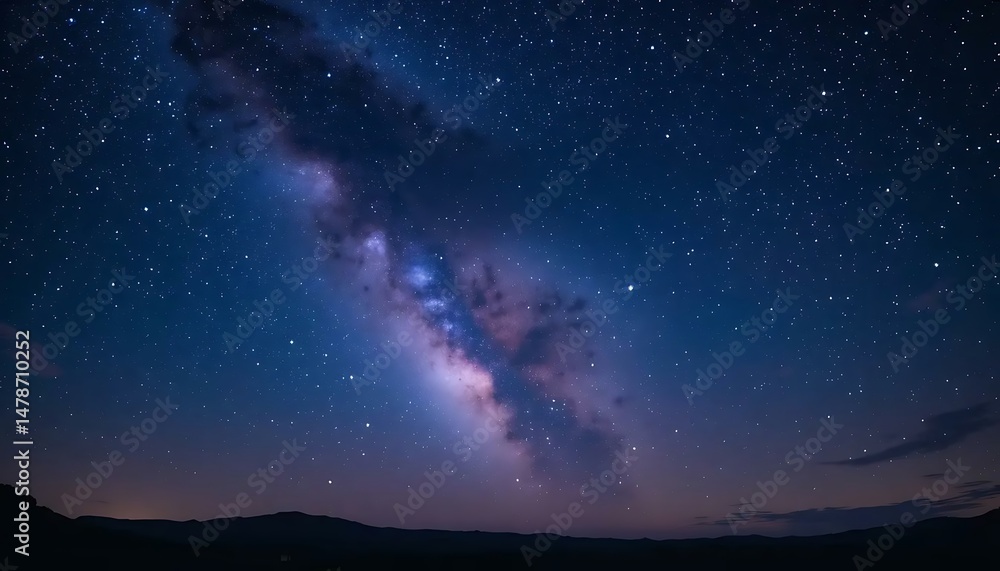 Fototapeta premium Vibrant Milky Way stretches across a dark, expansive night sky, celestial and awe inspiring.