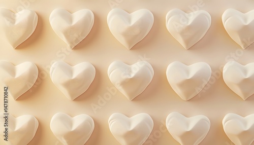 Soft, pale hearts in a regular geometric pattern.