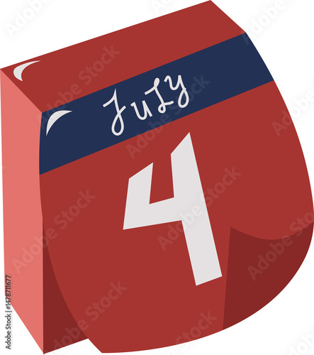 Free Download Red Calendar with July 4 Date - GFXLoad