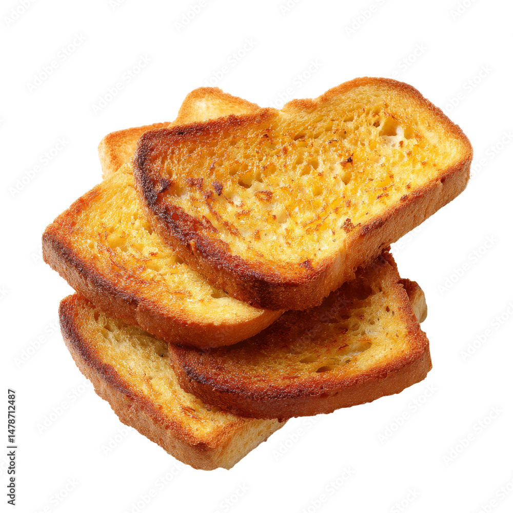 A close-up shot of delicious, toasted bread slices A close-up shot of delicious, toasted bread slices