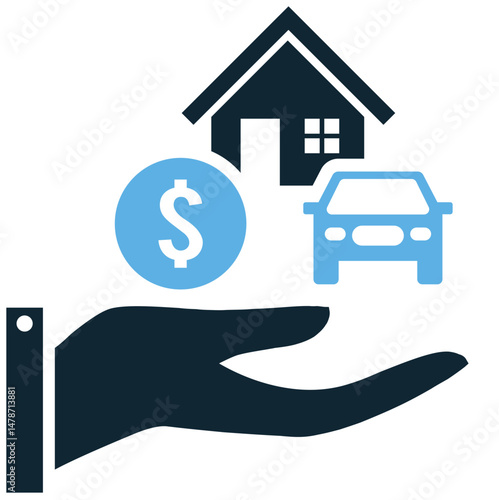 Financial assets icon vector for investment value, capital gain, and economic ownership. Ideal for finance, equity, and wealth portfolio visuals.