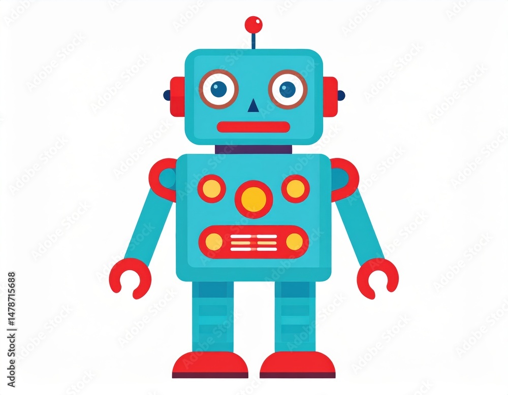 Intriguing closeup of a blue robot with red nose, vivid display of color and contrast Intriguing closeup of a blue robot with red nose, vivid display of color and contrast