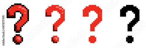 Pixel style question mark icon for queries, doubts, and help concept. Ideal for retro interface, FAQ page, pixel UI design, video game prompts, and knowledge-related illustrations.
