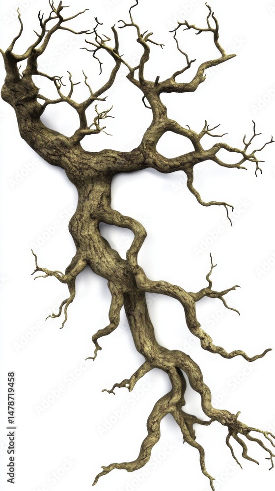 Abstract Bare Tree Illustration Against White Backdrop Artistic Rendering Detailed Branches and Trunk Overhead View Isolated Design Element Abstract Bare Tree Illustration Against White Backdrop Artistic Rendering Detailed Branches and Trunk Overhead View Isolated Design Element