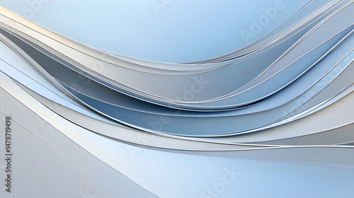 Abstract Background Featuring Soft Blue and Silver Flowing Waves