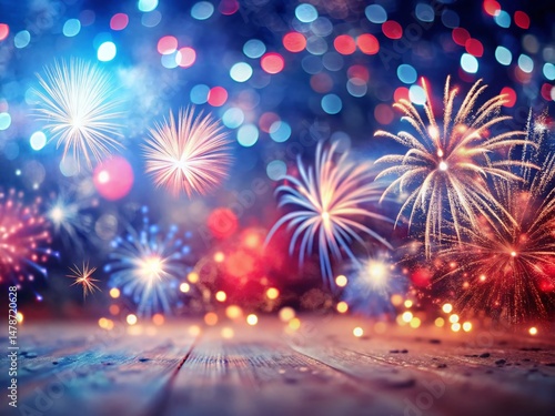 Tilt-Shift Miniature Festive Watercolor 4th of July Background