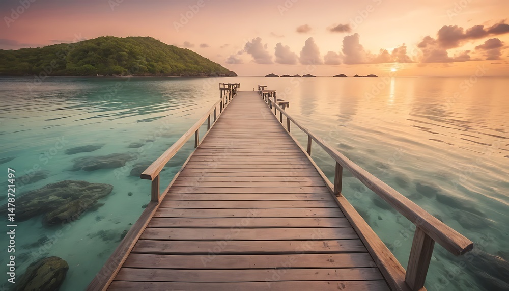 Obraz premium Ocean Crossing Wooden Path to Tranquility