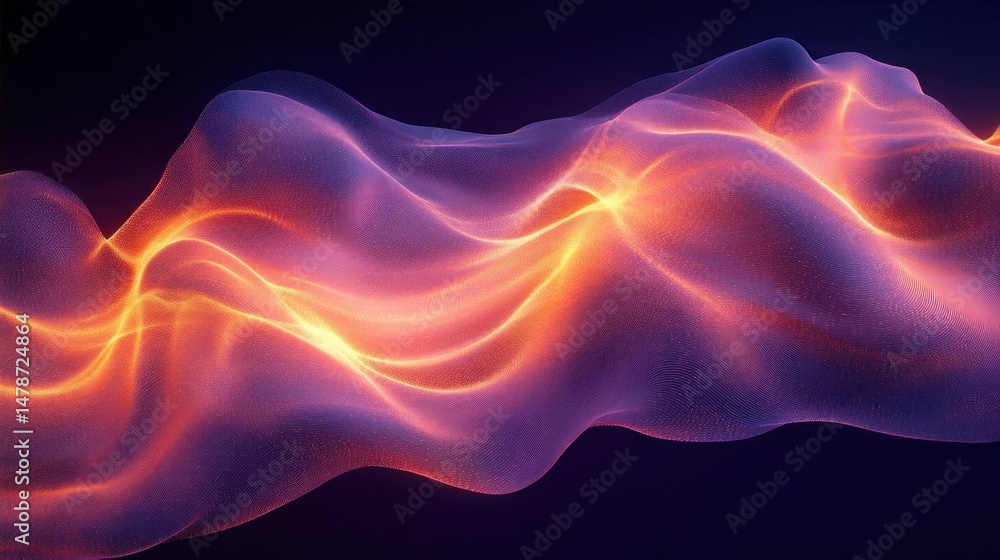 Fototapeta premium Abstract purple and orange energy wave flow