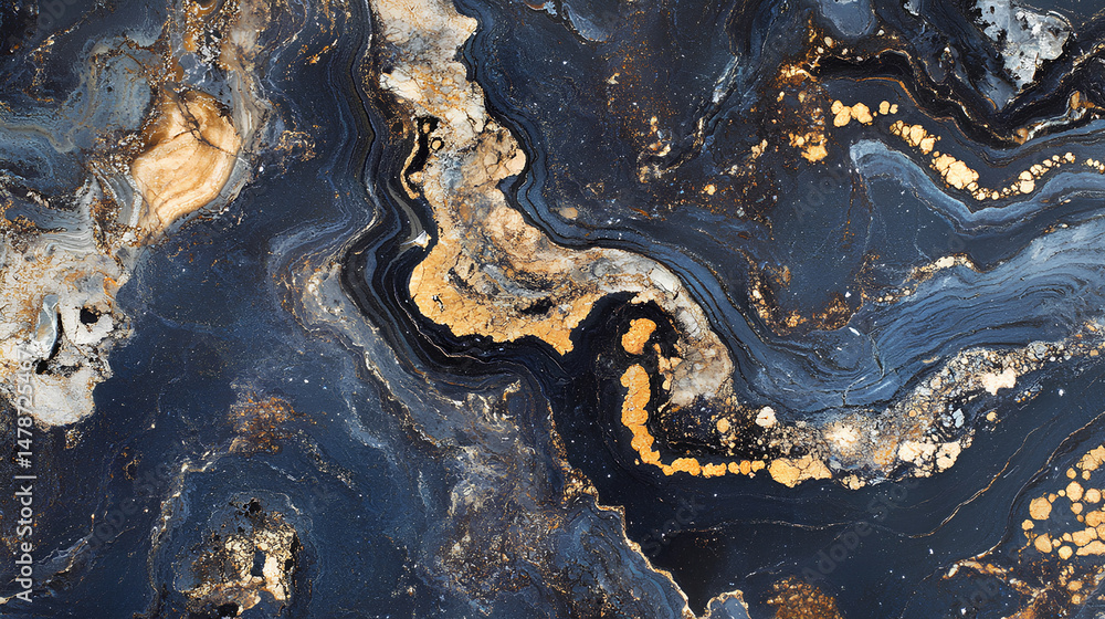Black and blue marble stone background, fossil texture Black and blue marble stone background, fossil texture