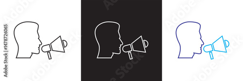 PR/ public relations icon. Vector illustration. isolated on white and black background. EPS 10