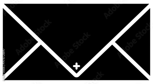Black and white simple icon of envelope