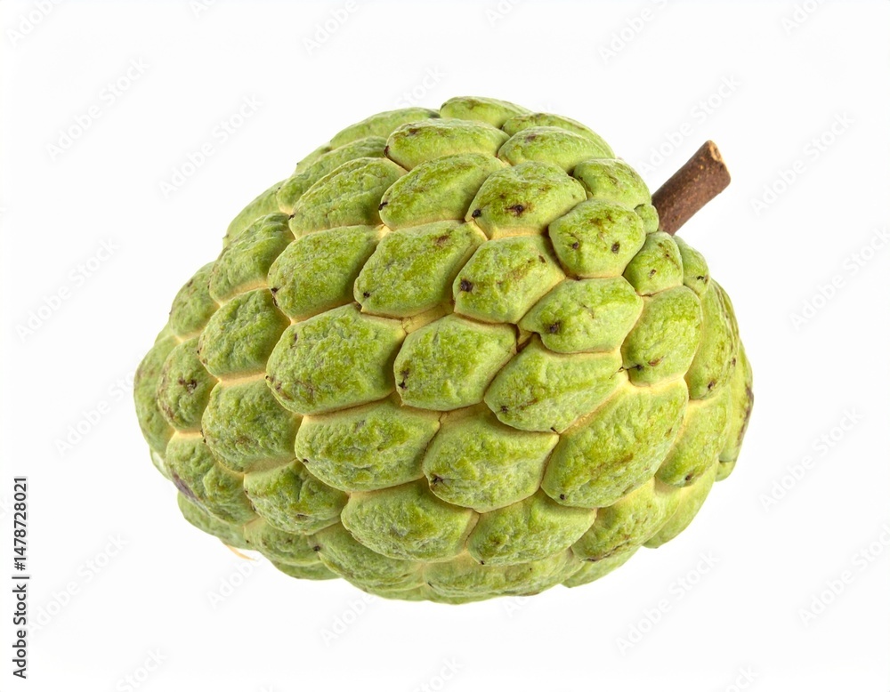Fototapeta premium Wild Custard Apple with Bumpy Skin on Isolated White Background