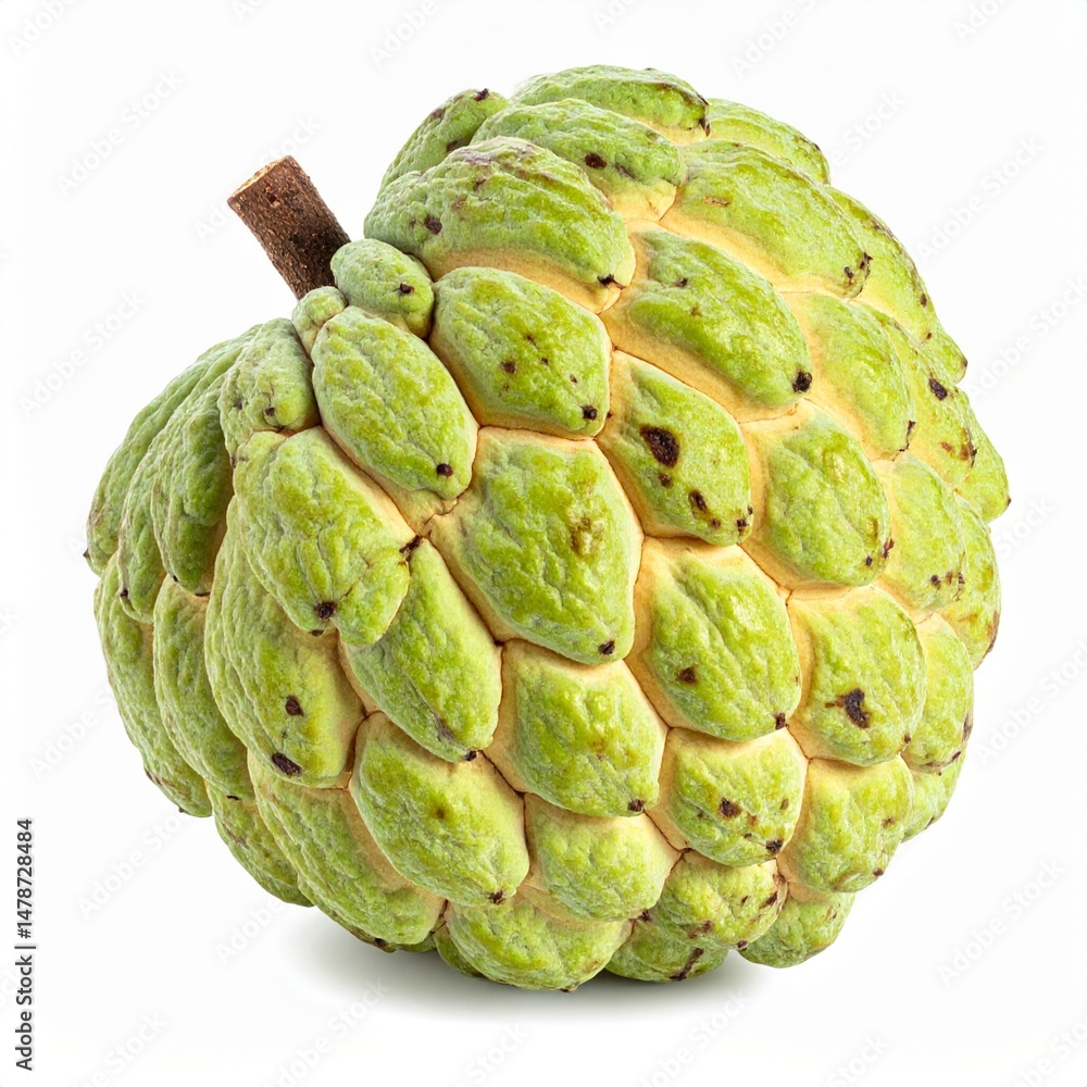 Fototapeta premium Wild Custard Apple with Bumpy Skin on Isolated White Background