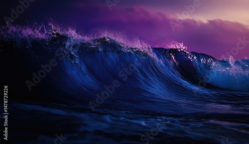 Fototapeta Naklejka Na Ścianę i Meble -  Dramatic ocean wave at twilight