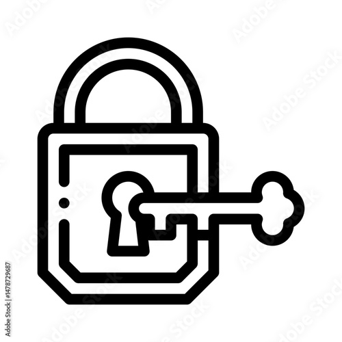 unlocking key line icon