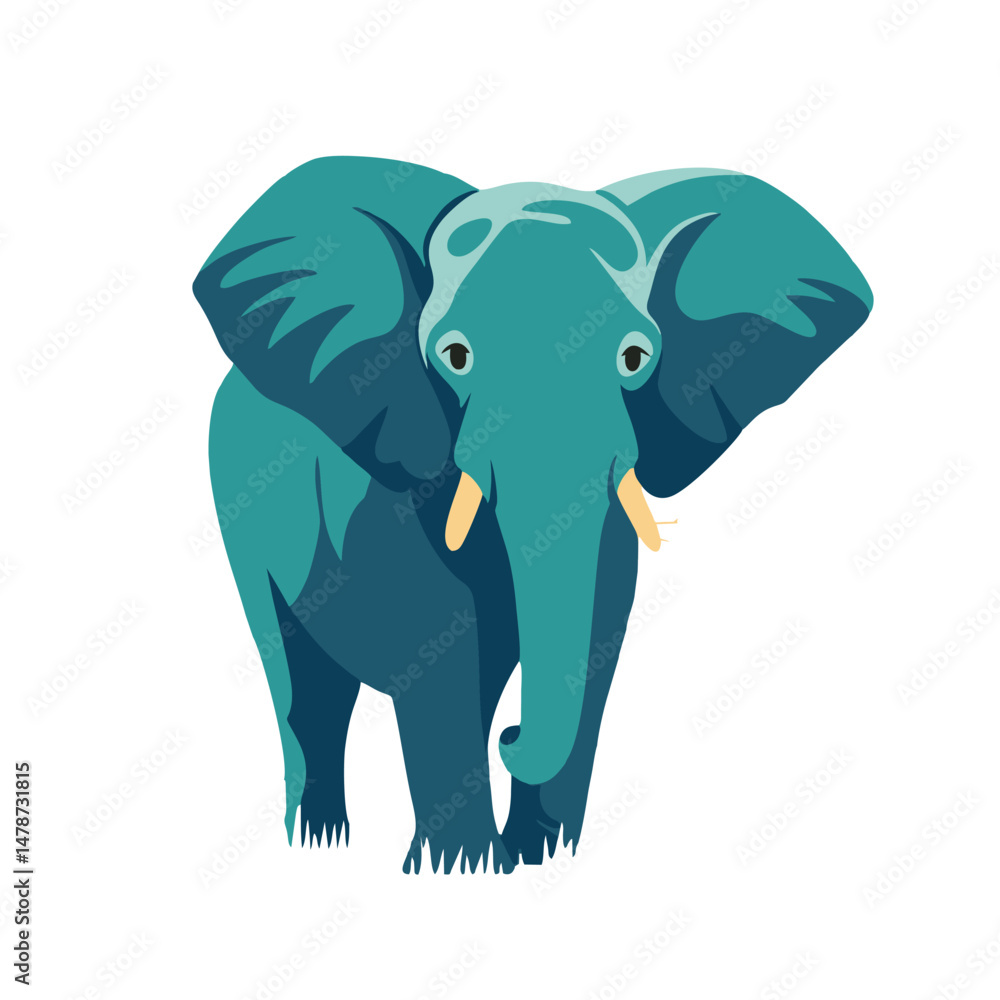 Naklejka premium Majestic elephant walking through dry grass