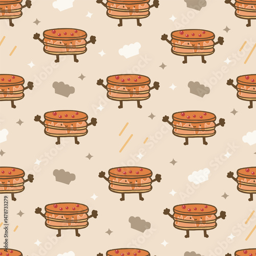 kawaii food seamless pattern for background