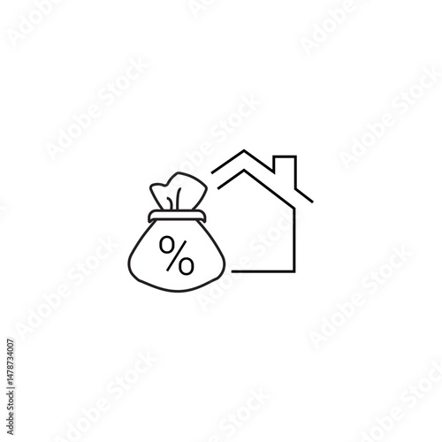 single outline icon home loan or home investment. with home elements and percent. linier icon collection. editable stroke. vector illustration.