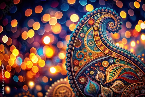 Wallpaper Mural Vibrant Paisley Night Festival Background Texture - Stock Photo Torontodigital.ca