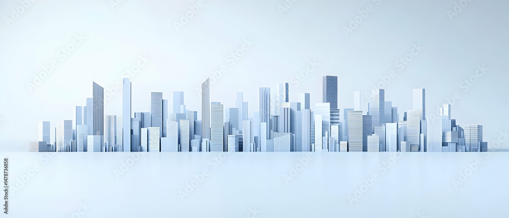 Fototapeta premium Abstract Geometric Cityscape In White