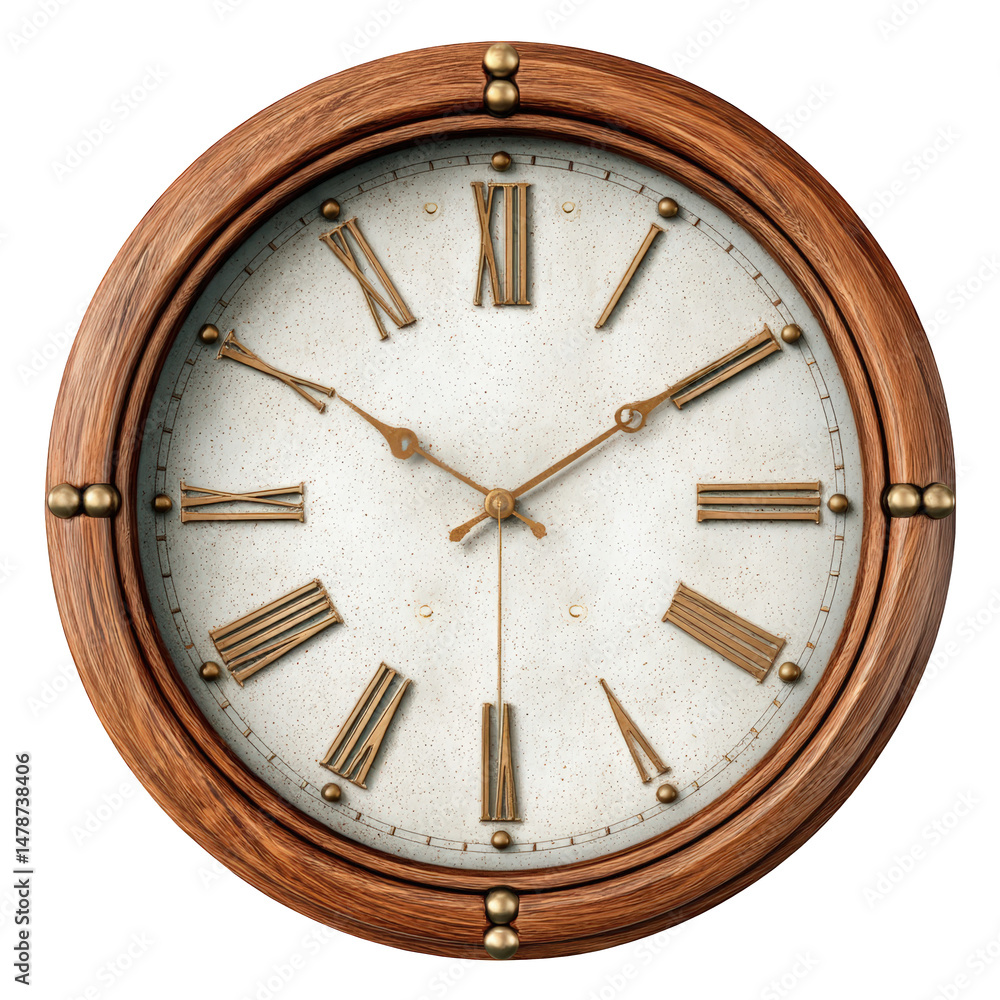 custom made wallpaper toronto digitalElegant vintage wooden wall clock with roman numerals classic design art on transparent background
