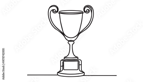 Continuous one single minimal line drawing trophy