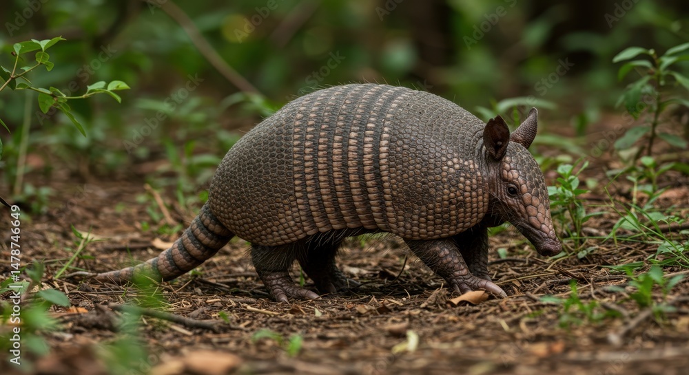 Obraz premium Armadillo Walking in Forest