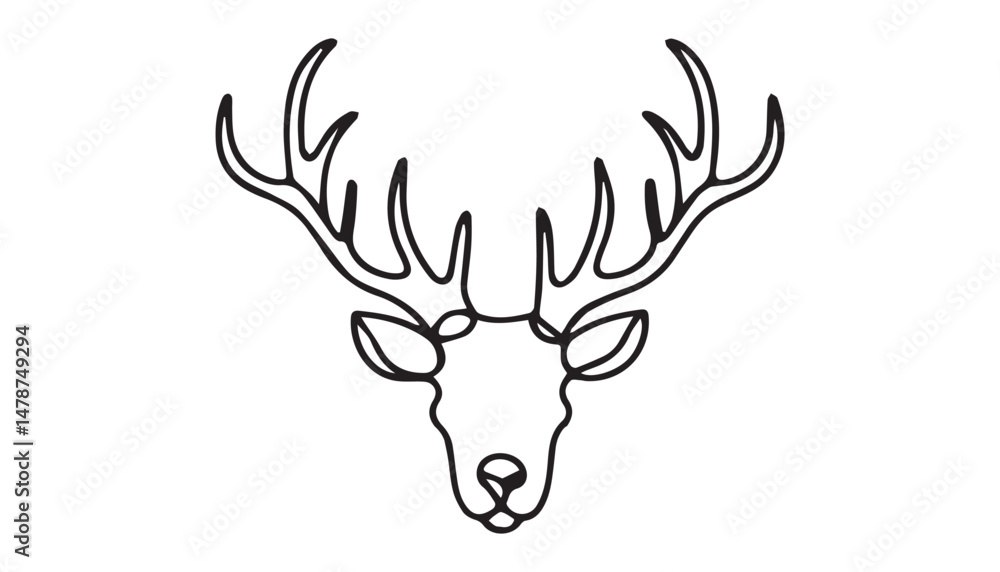 Continuous one single minimal line drawing reindeer Continuous one single minimal line drawing reindeer
