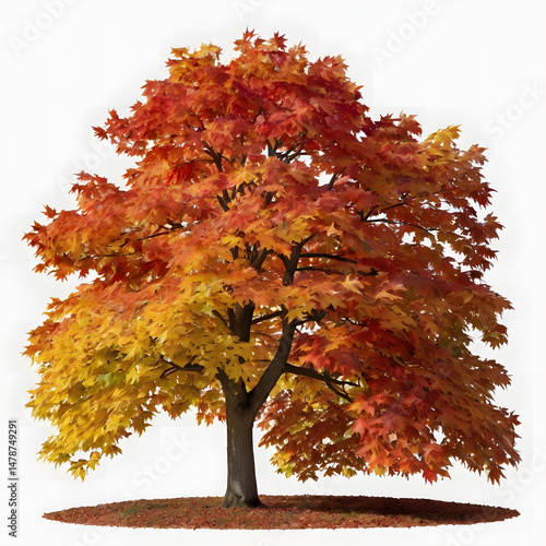 autumn tree on white background
