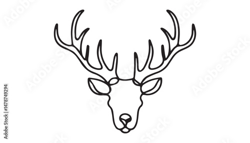 Continuous one single minimal line drawing reindeer