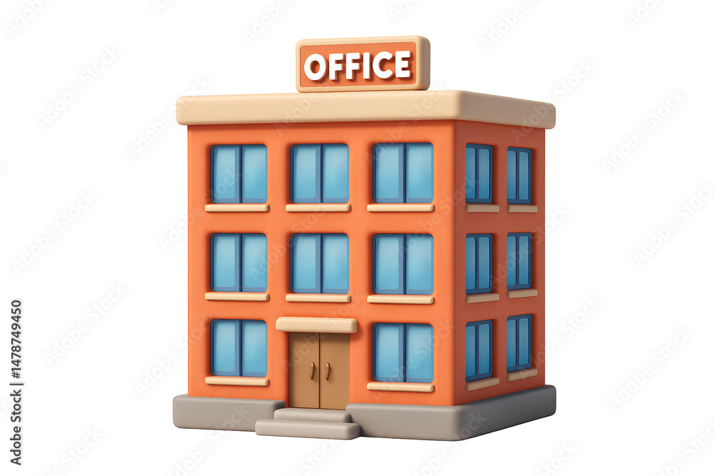 Obraz premium 3D Modern office building in urban setting. transparent background.