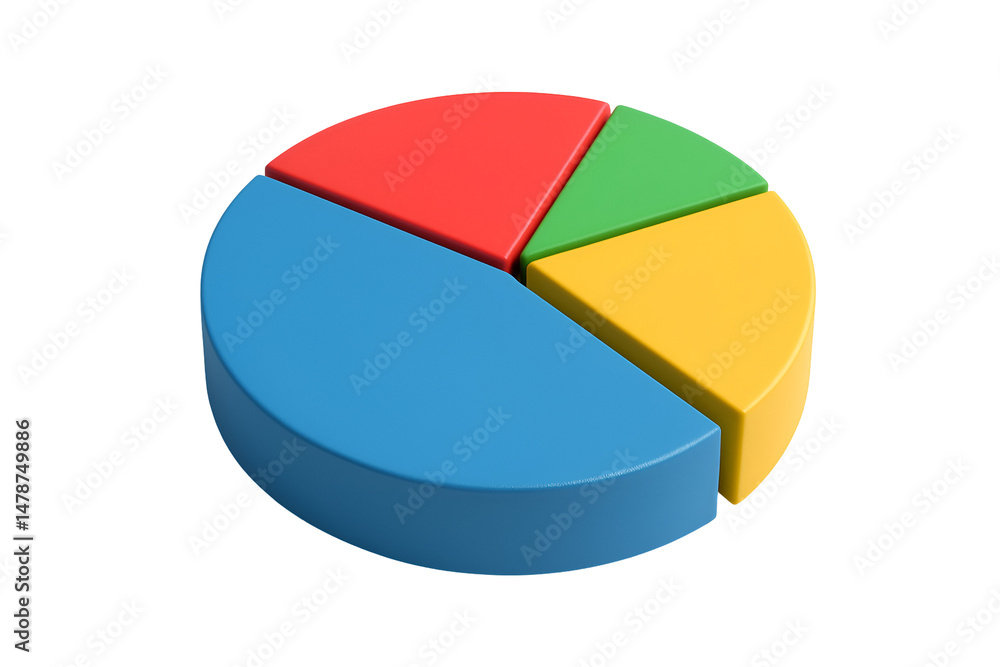 Fototapeta premium 3D Colorful 3D pie chart for data visualization. transparent background.