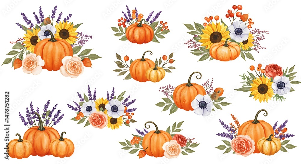 Autumn Harvest: A Bouquet of Pumpkins and Blooms Autumn Harvest: A Bouquet of Pumpkins and Blooms