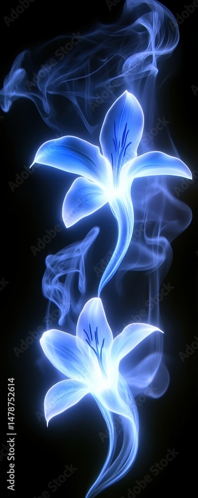 Obraz premium Glowing Blue Floral Vapor